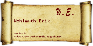 Wohlmuth Erik névjegykártya